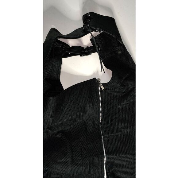 Pro Rider Genuine Leather Black Motorcycle Chaps Size S - Picture 5 of 9